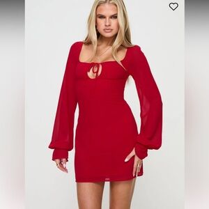 Princess Polly Vibrant Red Long Sleeve Mini Dress